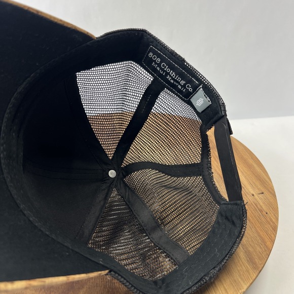 808 Clothing Co Maui Hawaii Black/Brown Cork Baseball Cap Snap Back Mesh "Ohana" - Picture 6 of 7